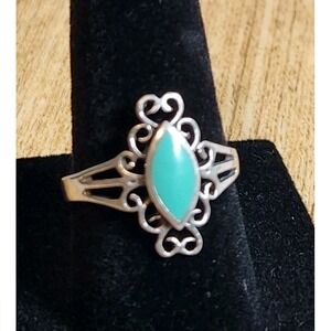 Turquoise Ring Vintage Style Sterling Silver Statement‎ Ring Boho Jewelry